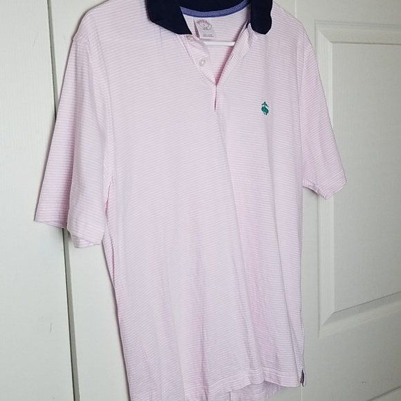Brooks Brothers Pink White Striped Polo Small Mens - Picture 5 of 7